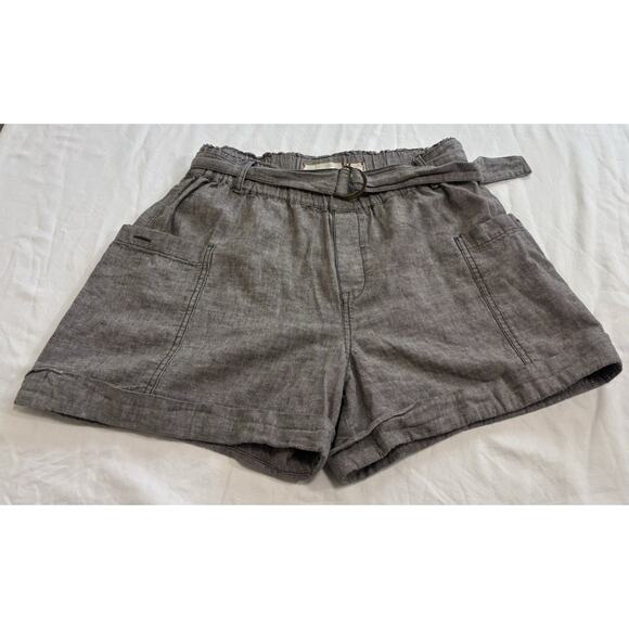Anthropologie Hei Hei Marnie Sz S Shorts Gray Linen Pull On Cuffed Resort Beach - Picture 1 of 8